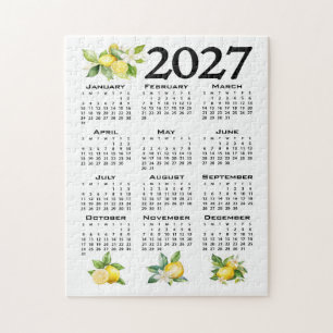 Puzzle Calendrier 2027 Style Italien Citrons Blanc