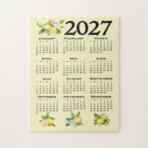 Puzzle Calendrier 2027 style italien Citrons Jaune