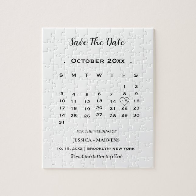 Puzzle Calendrier calligraphie moderne non photo enregist (Vertical)