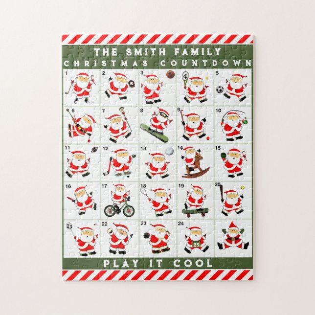 Puzzle calendrier personnalisé de l'Avent de Noël (Vertical)