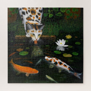 Puzzle Calico Cat and Koi Fish