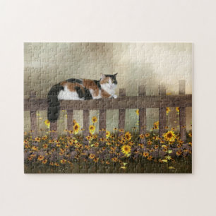 Puzzle Calico kitty et les fleurs