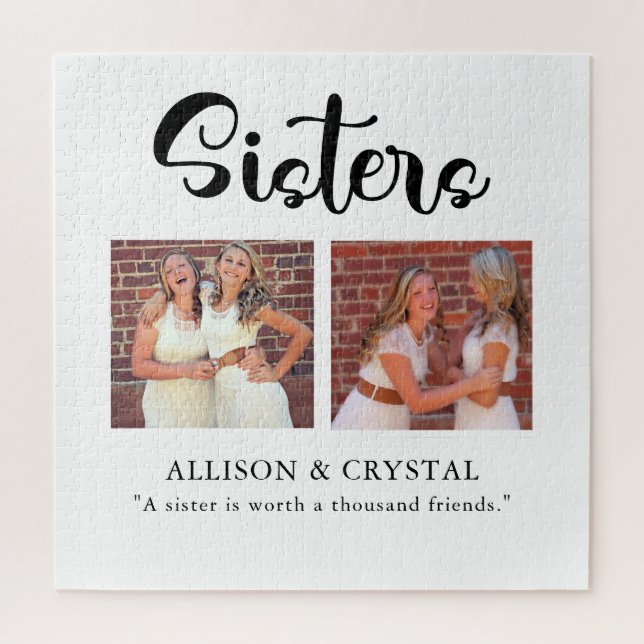 Puzzle Calligraphie des soeurs 2 Photo Collage Citation d (Vertical)