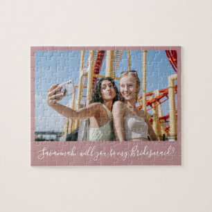 Puzzle Calligraphie rose Personnalisée Photo Bridesmaid P
