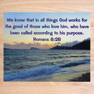 Puzzle Calmant verset biblique Romains 8:28 Chrétien