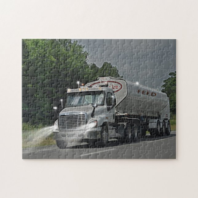 Puzzle Camion gris de réservoir d'alimentation de bétail (Horizontal)