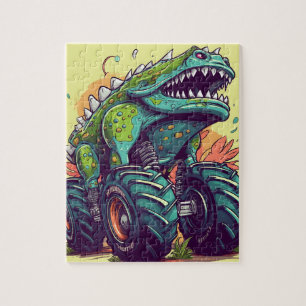 Puzzle Camion Monster Dinosaure Turquoise Vert Unique