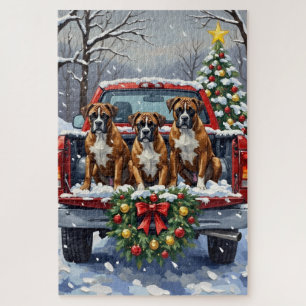 Puzzle Camion rouge de Noël Boxer Fêtes