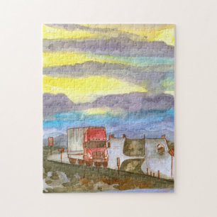 Puzzle Camion semi-long conducteur de camion Sunrise