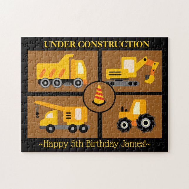 Puzzle Camions de construction Cadeau d'anniversaire Cust (Horizontal)