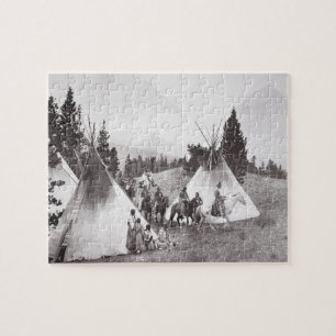 Puzzle Camp de Teepee de Natif américain, Montana, c.1900