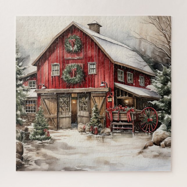 Puzzle Campagne Red Grange En Hiver (Vertical)