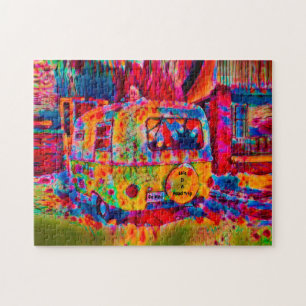 Puzzle Camper Retro Hippie La Vie Colorée Est Une Promen