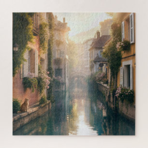 Puzzle Canal européen avec un chat roux