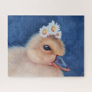 Puzzle Canard bébé adorable avec des pâquerettes blanches