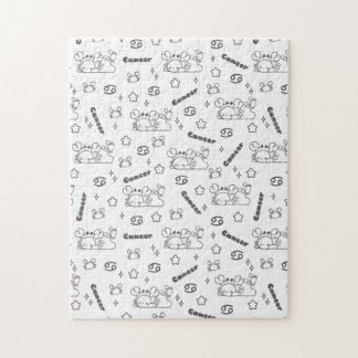 Puzzle Cancer Zodiac Whispers - Motif magique monochrome
