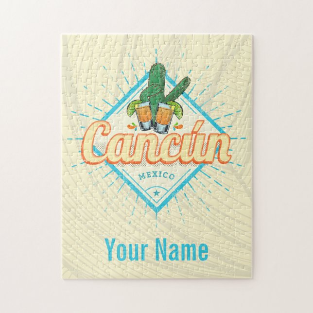 Puzzle Cancun Mexique Dancing Cactus Tequila Vintage (Vertical)
