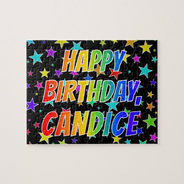 Puzzle "CANDICE" Prénom, Amusant "HEUREUX ANNIVERSAIRE" (Horizontal)