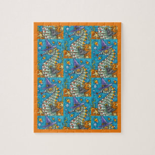 PUZZLE CANDY CORN SEAHORSE WITCH, SOUS LA MER HALLOWEEN