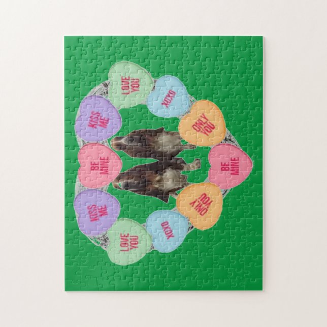 Puzzle Candy Love Hearts With Bassets (Vertikal)