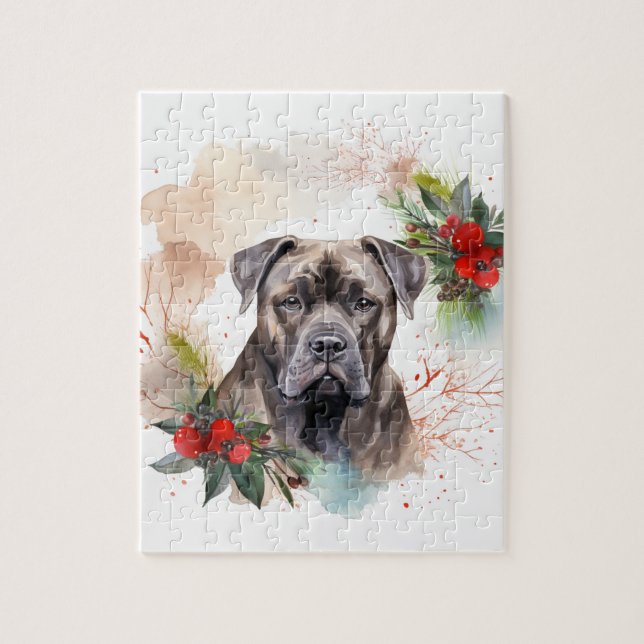 Puzzle Cane Corso Christmas Wreath Festive Pup (Vertical)
