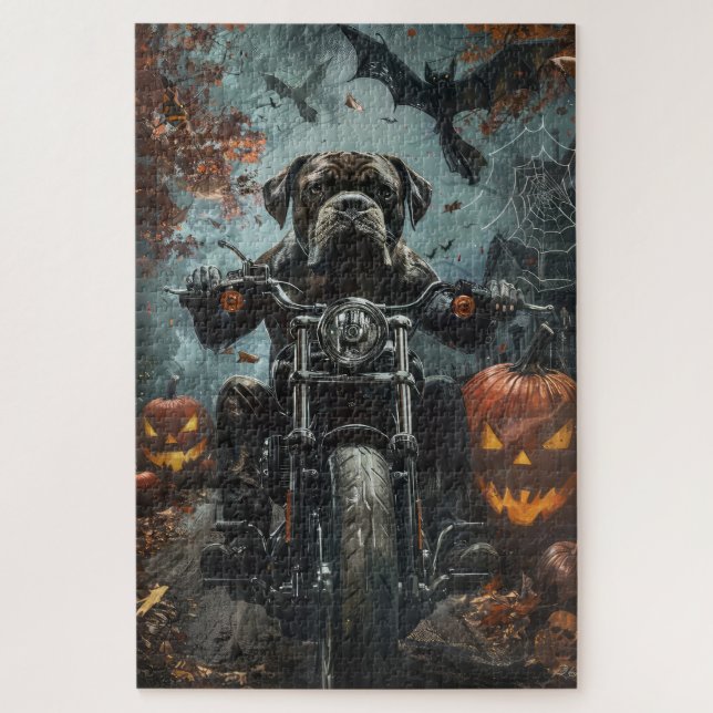 Puzzle Cane Corso équitation Moto Halloween Effrayant (Vertical)