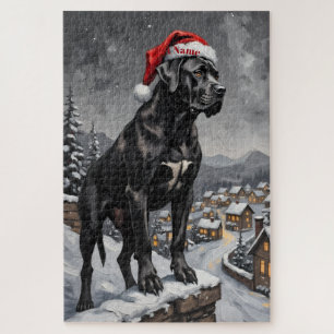 Puzzle Cane Corso Gardien du Chapeau du Village de Noël