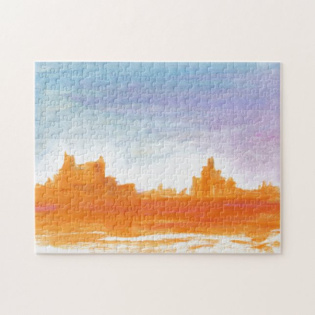 Puzzle Canyon Paysage Orange bleu peinture Abstraite art (Horizontal)