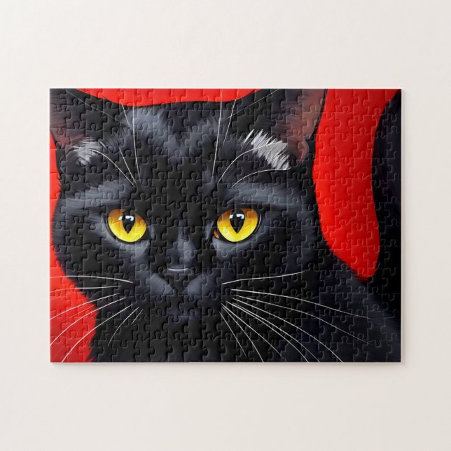 Puzzle Captivating Kitty Art Portrait 252 Piece Chat noir (Horizontal)