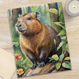 Puzzle Capybara heureux dans l'animal sauvage de la forêt