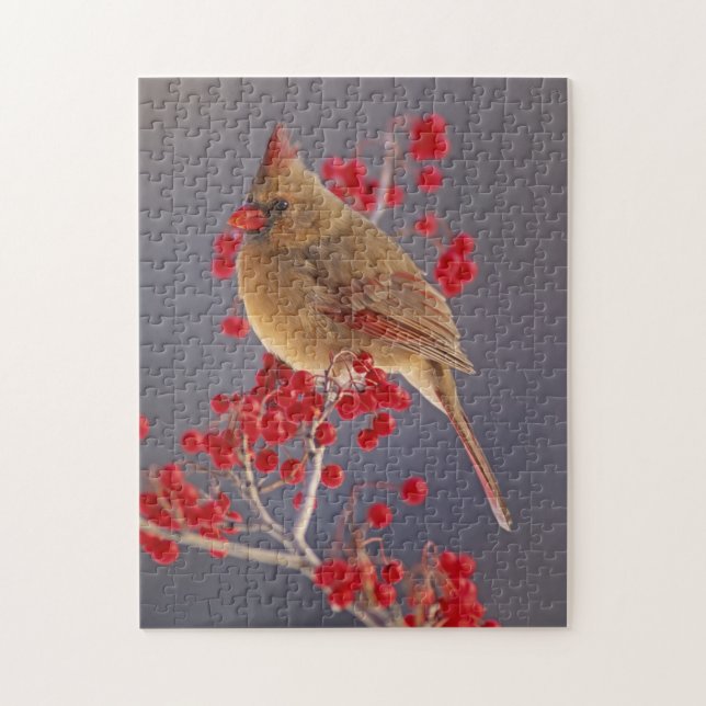 Puzzle Cardinal du Nord chez l'aubépine (Vertical)