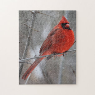 Puzzle Cardinal rouge vif de Chunky en hiver