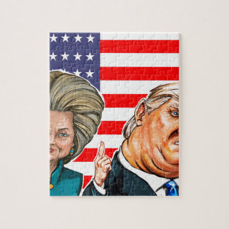 Puzzle Caricature d'atout et de Hillary