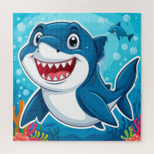 Puzzle Caricature souriante Requin nager sous l'eau