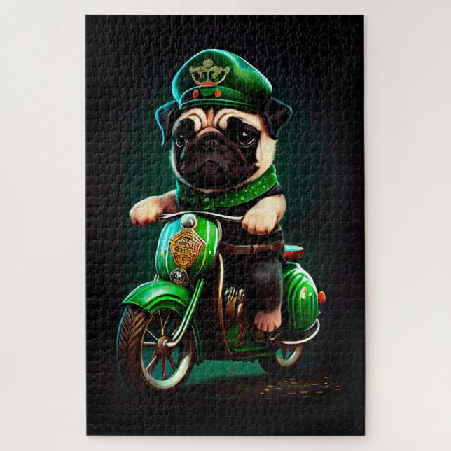 Puzzle Carlin Chien Conduite Vélo St. Patrick's Day (Vertical)