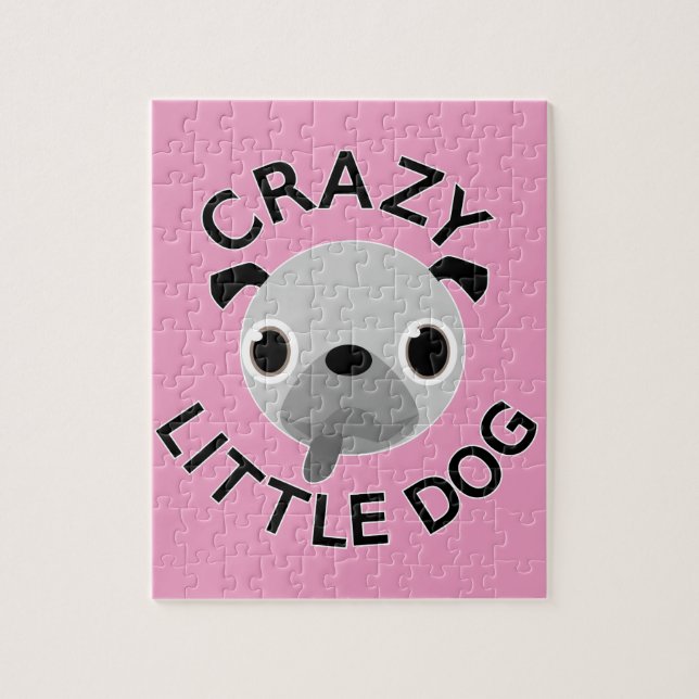 Puzzle Carlin fou petit chien sur rose (Vertical)