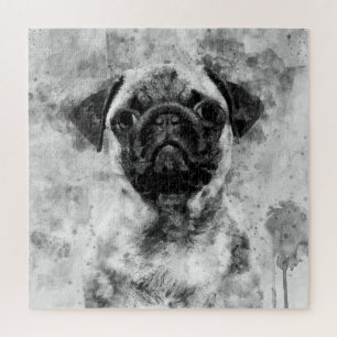 Puzzle Carlin noir et blanc aquarelle 01