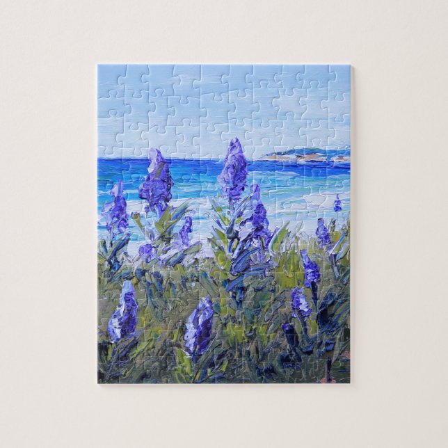 Puzzle Carmel la Californie, plage, lupins, art de (Vertical)