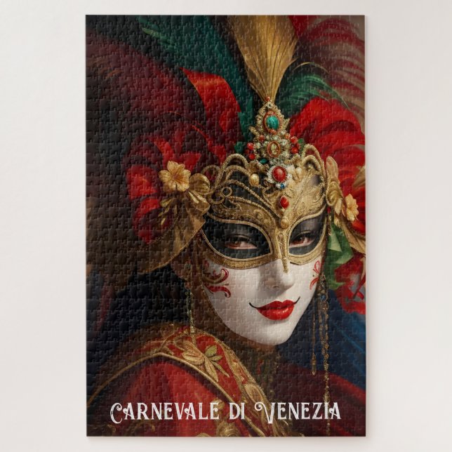 Puzzle Carnaval de Venise masque or rouge vert (Vertical)