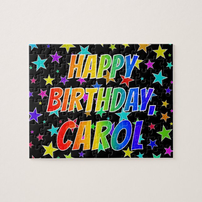 Puzzle "CAROL" Prénom, Amusant "HEUREUX ANNIVERSAIRE" (Horizontal)