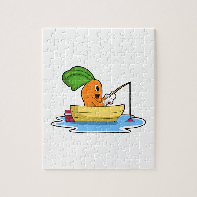 Puzzle Carotte en bateau à la pêche avec canne à pêche (Vertical)