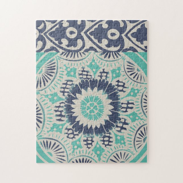 Puzzle Carreau bleu Batik III (Vertical)