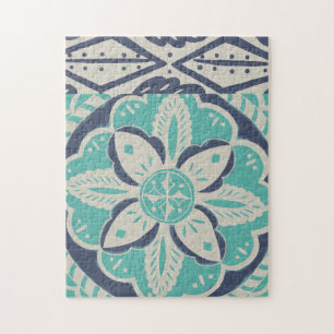 Puzzle Carrelage bleu Batik IV