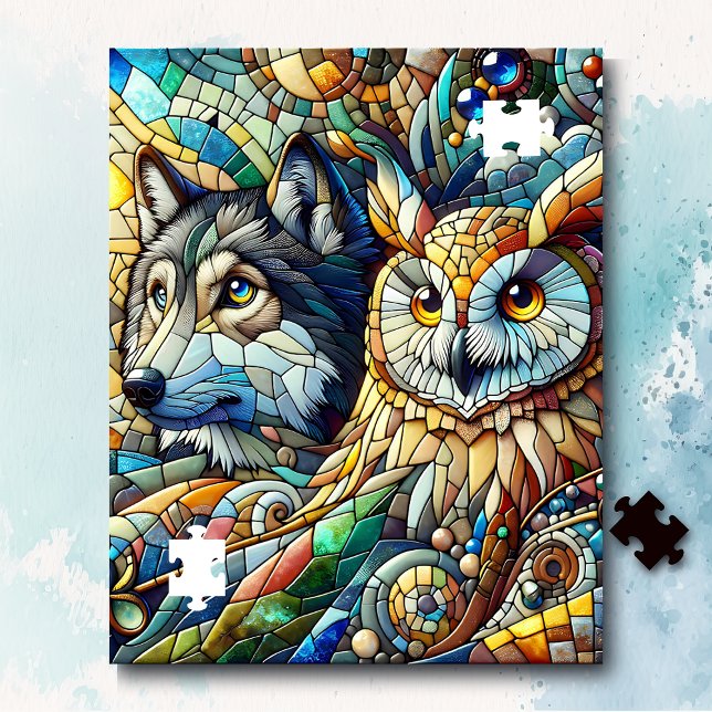 Puzzle Carrelage mosaïque Loup et hibou (Créateur téléchargé)
