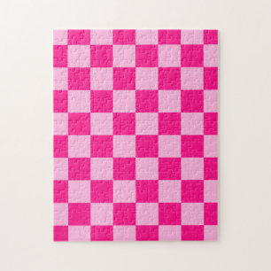 Puzzle Carrés à carreaux rose chaud clair géométrique rét