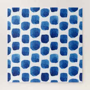 Puzzle Carrés bleus, motif aquarelle sans couture.