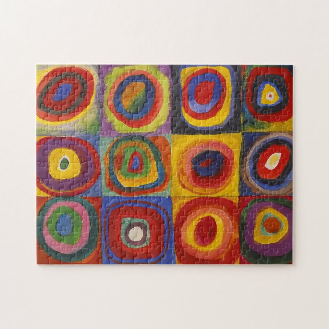 Puzzle Carrés kandinski aux cercles concentrés colorés (Horizontal)