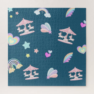 Puzzle Carrousel arc-en-ciel magique Unicorn anniversaire