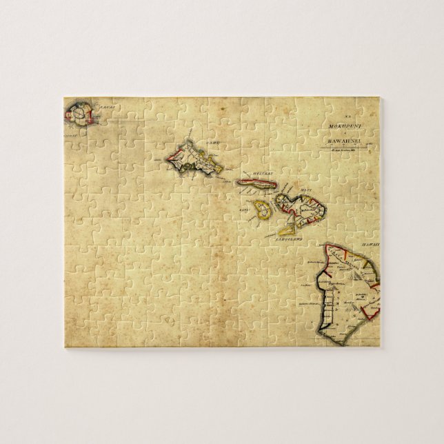 Puzzle Carte 1837 - îles d'Hawaï de cru hawaïennes (Horizontal)