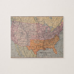 Puzzle Carte 1861 d'ère de guerre civile des USA de cru